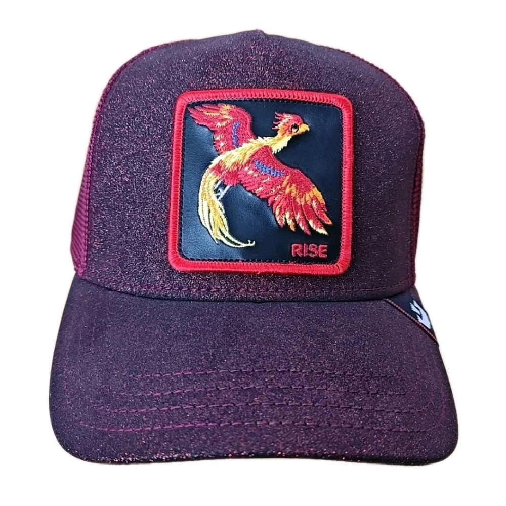 Goorin The Farm Mesh Back Trucker Hat Cap Metallic Red Phoenix Rise Patch Logo - Picture 3 of 12